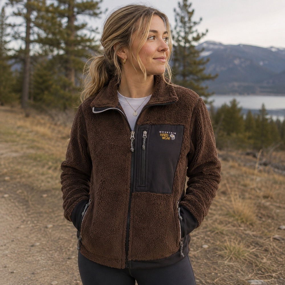Mountain Hardwear Fleece Jacket Thermal Full Zip Brown Women's Medium Outdoors